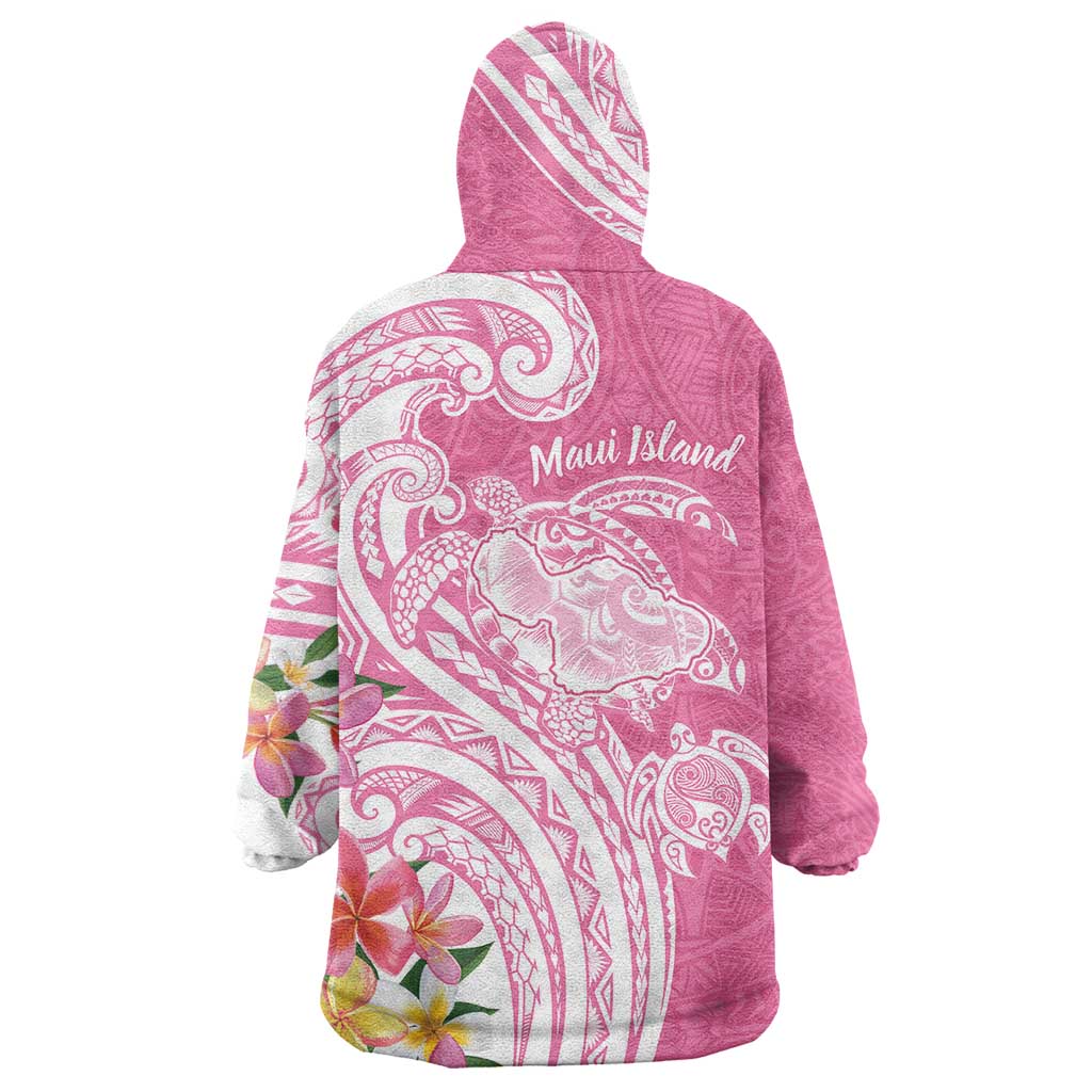 Aloha Maui Island Personalized Wearable Blanket Hoodie Rose Dreamy Turtle