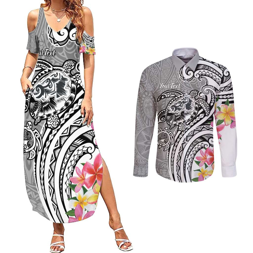 Aloha Kahoolawe Island Personalized Couples Matching Summer Maxi Dress and Long Sleeve Button Shirt Ashen Dreamy Turtle