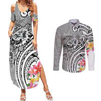 Aloha Kahoolawe Island Personalized Couples Matching Summer Maxi Dress and Long Sleeve Button Shirt Ashen Dreamy Turtle