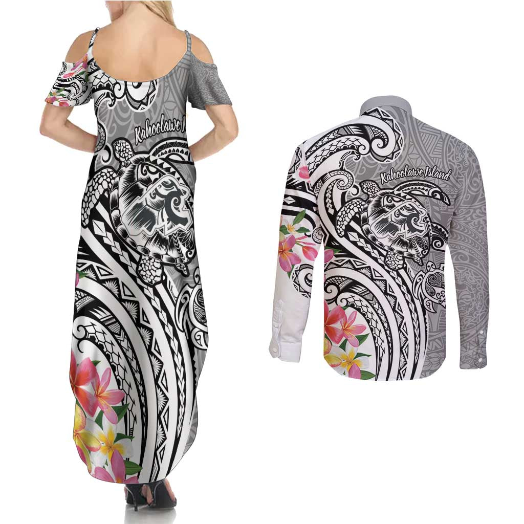 Aloha Kahoolawe Island Personalized Couples Matching Summer Maxi Dress and Long Sleeve Button Shirt Ashen Dreamy Turtle