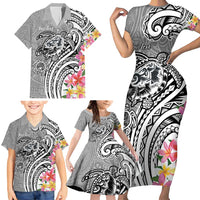 Aloha Kahoolawe Island Personalized Family Matching Short Sleeve Bodycon Dress and Hawaiian Shirt Ashen Dreamy Turtle
