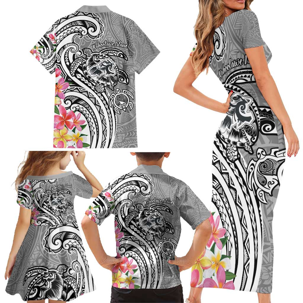 Aloha Kahoolawe Island Personalized Family Matching Short Sleeve Bodycon Dress and Hawaiian Shirt Ashen Dreamy Turtle
