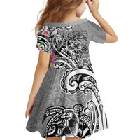 Aloha Kahoolawe Island Personalized Kid Short Sleeve Dress Ashen Dreamy Turtle LT7 - Polynesian Pride