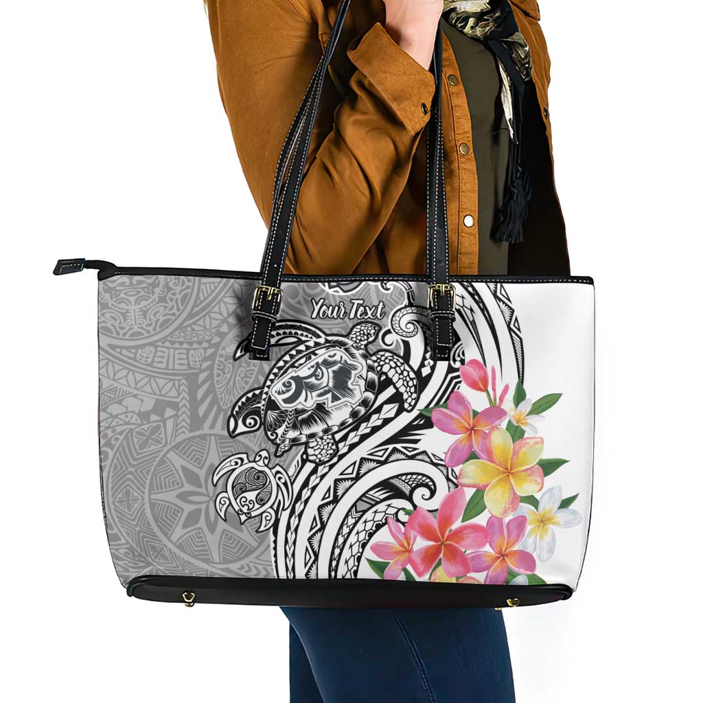 Aloha Kahoolawe Island Personalized Leather Tote Bag Ashen Dreamy Turtle