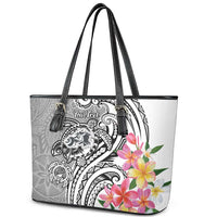 Aloha Kahoolawe Island Personalized Leather Tote Bag Ashen Dreamy Turtle