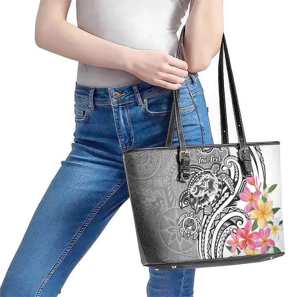 Aloha Kahoolawe Island Personalized Leather Tote Bag Ashen Dreamy Turtle