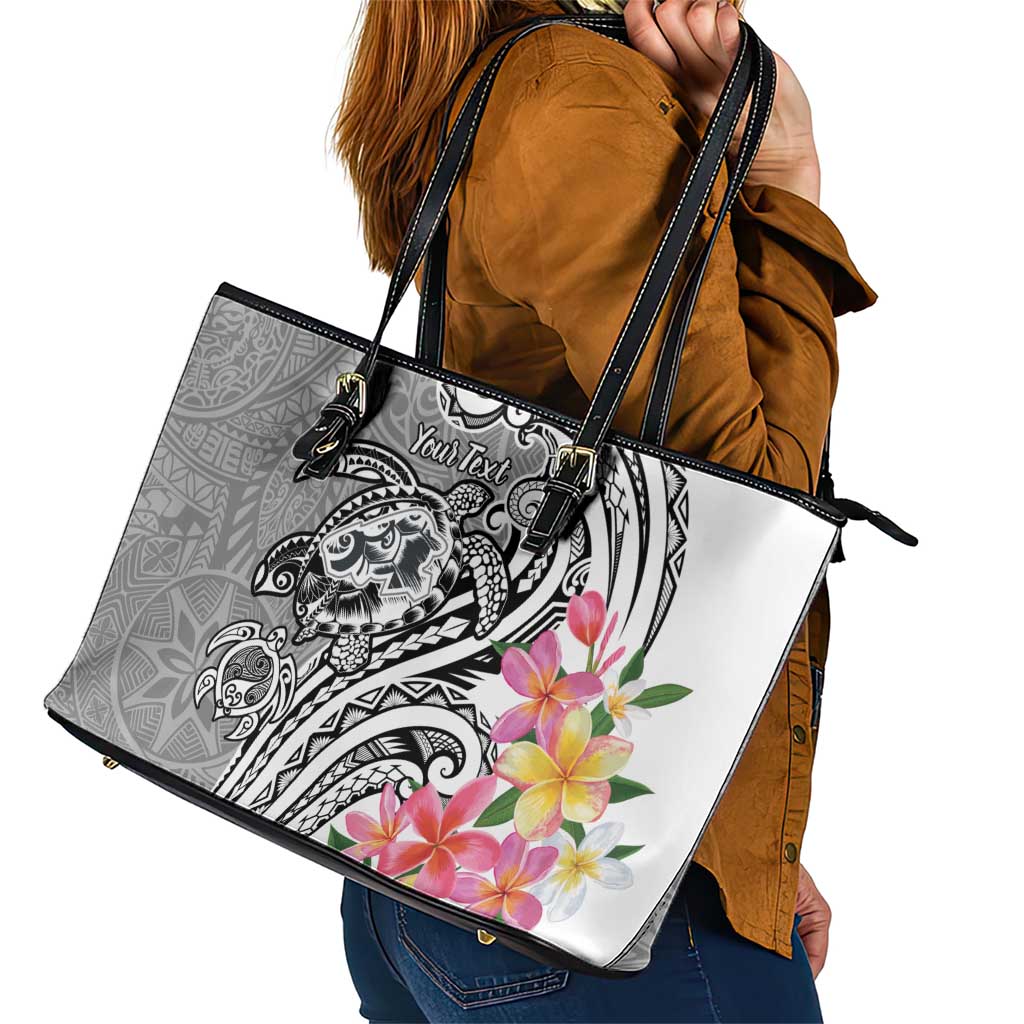 Aloha Kahoolawe Island Personalized Leather Tote Bag Ashen Dreamy Turtle