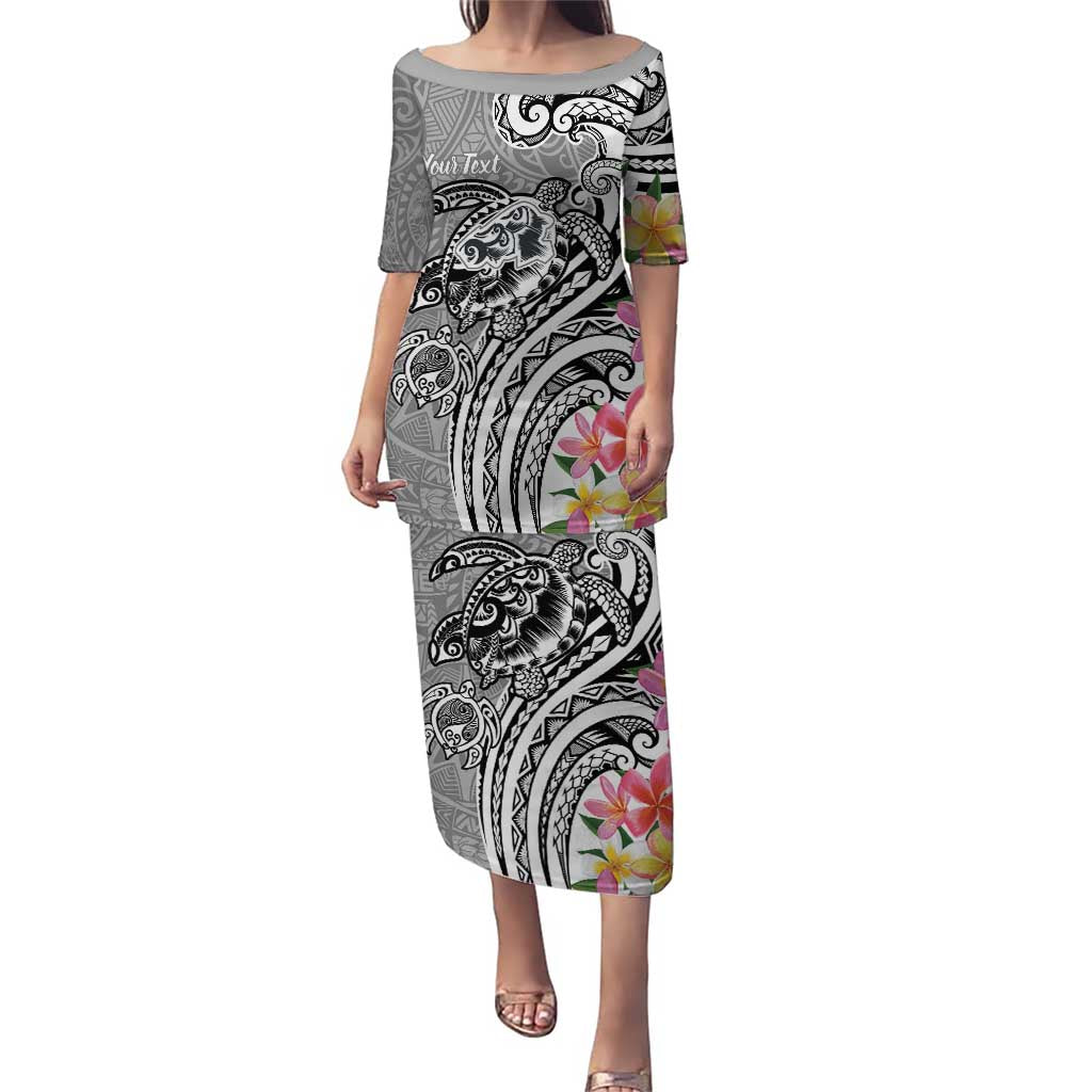 Aloha Kahoolawe Island Personalized Puletasi Ashen Dreamy Turtle