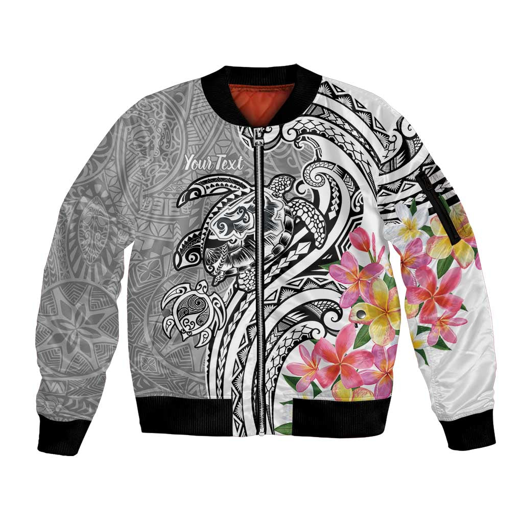 Aloha Kahoolawe Island Personalized Sleeve Zip Bomber Jacket Ashen Dreamy Turtle