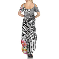 Aloha Kahoolawe Island Personalized Summer Maxi Dress Ashen Dreamy Turtle