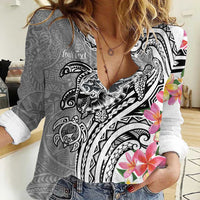 Aloha Kahoolawe Island Personalized Women Casual Shirt Ashen Dreamy Turtle