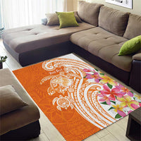Aloha Lanai Island Personalized Area Rug Orange Dreamy Turtle