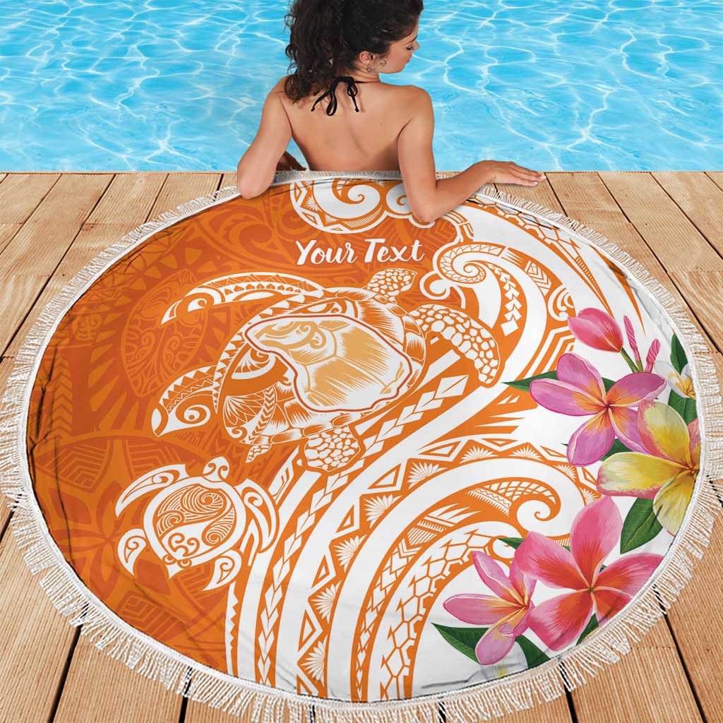 Aloha Lanai Island Personalized Beach Blanket Orange Dreamy Turtle