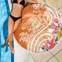 Aloha Lanai Island Personalized Beach Blanket Orange Dreamy Turtle