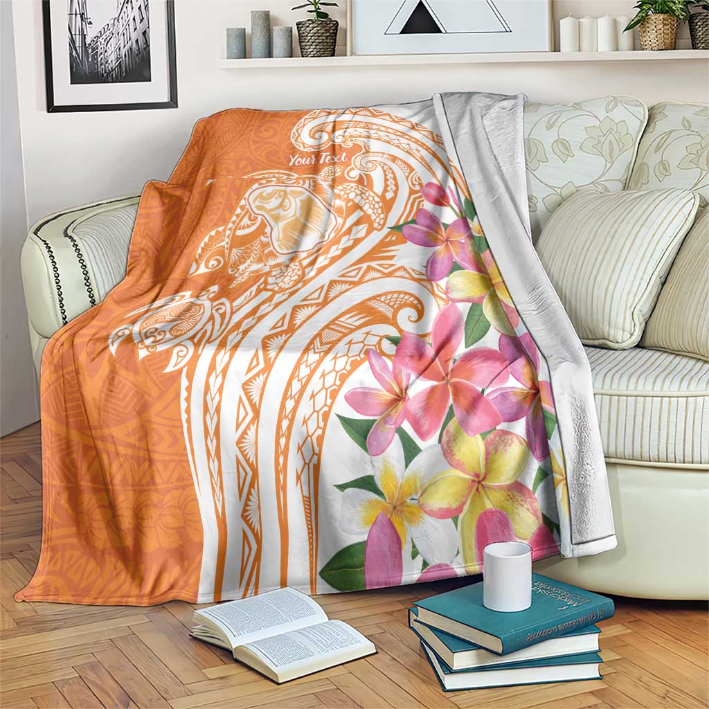 Aloha Lanai Island Personalized Blanket Orange Dreamy Turtle