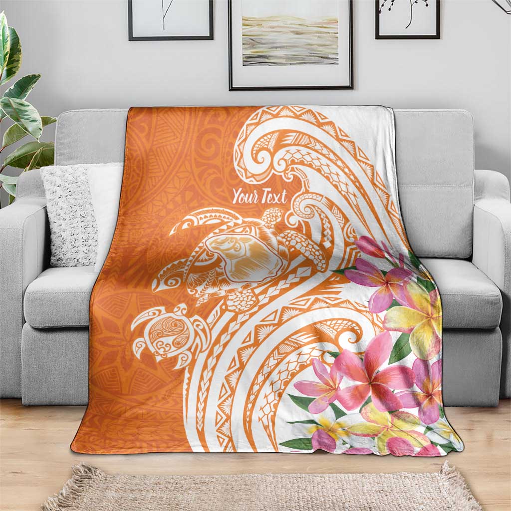 Aloha Lanai Island Personalized Blanket Orange Dreamy Turtle