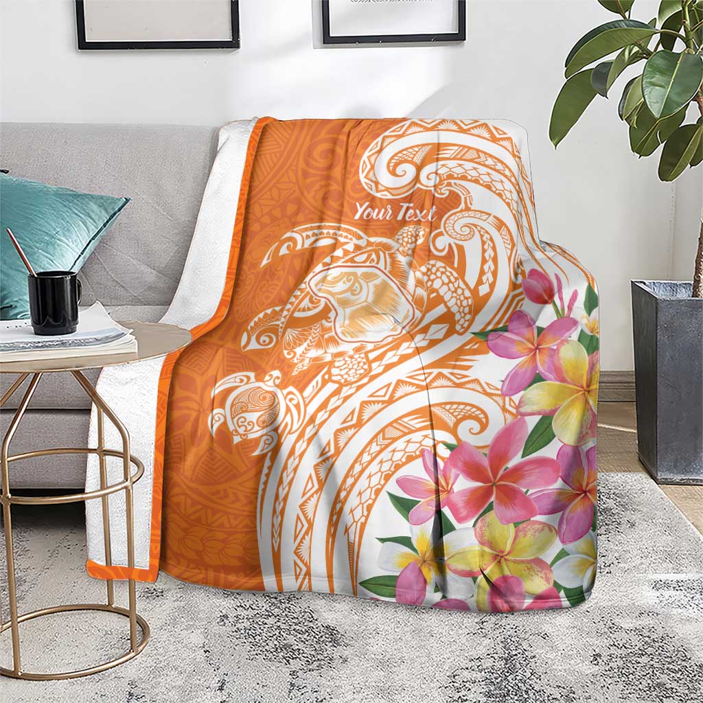 Aloha Lanai Island Personalized Blanket Orange Dreamy Turtle