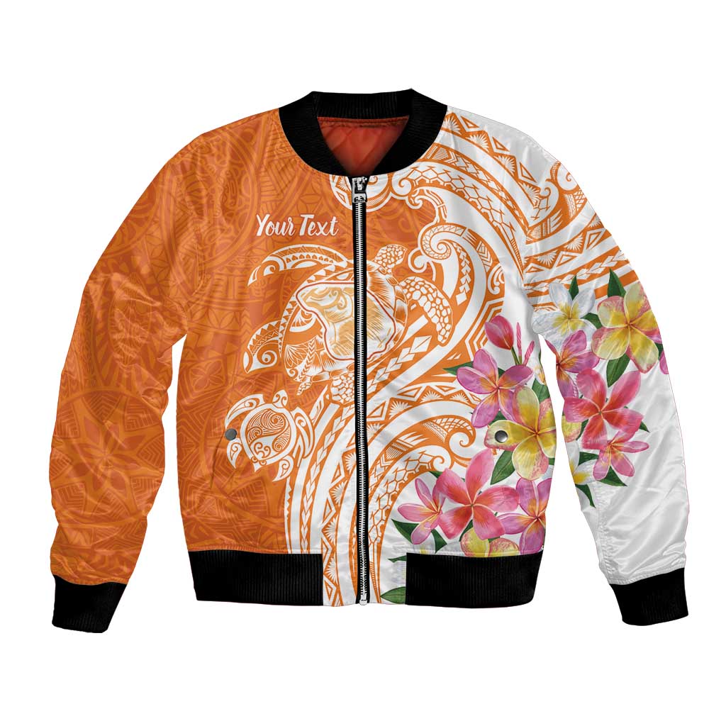 Aloha Lanai Island Personalized Bomber Jacket Orange Dreamy Turtle