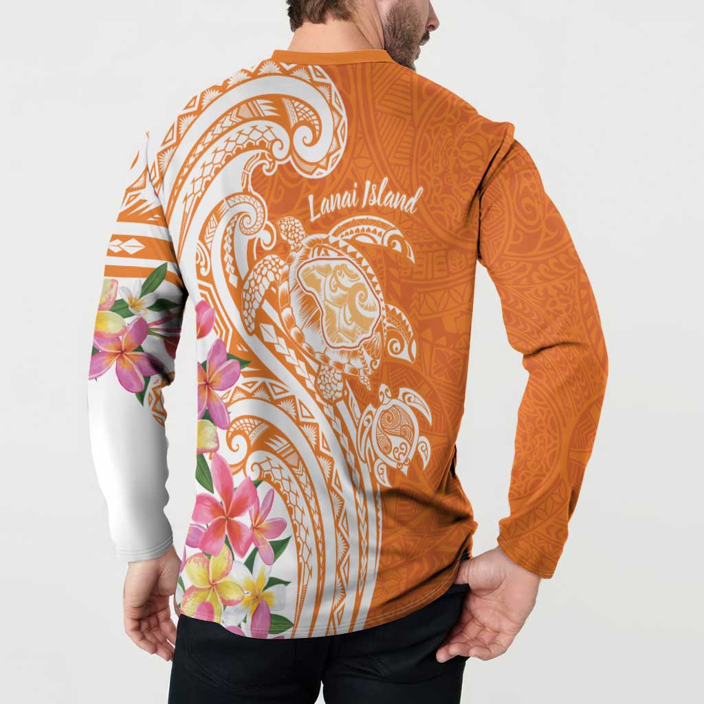 Aloha Lanai Island Personalized Button Sweatshirt Orange Dreamy Turtle