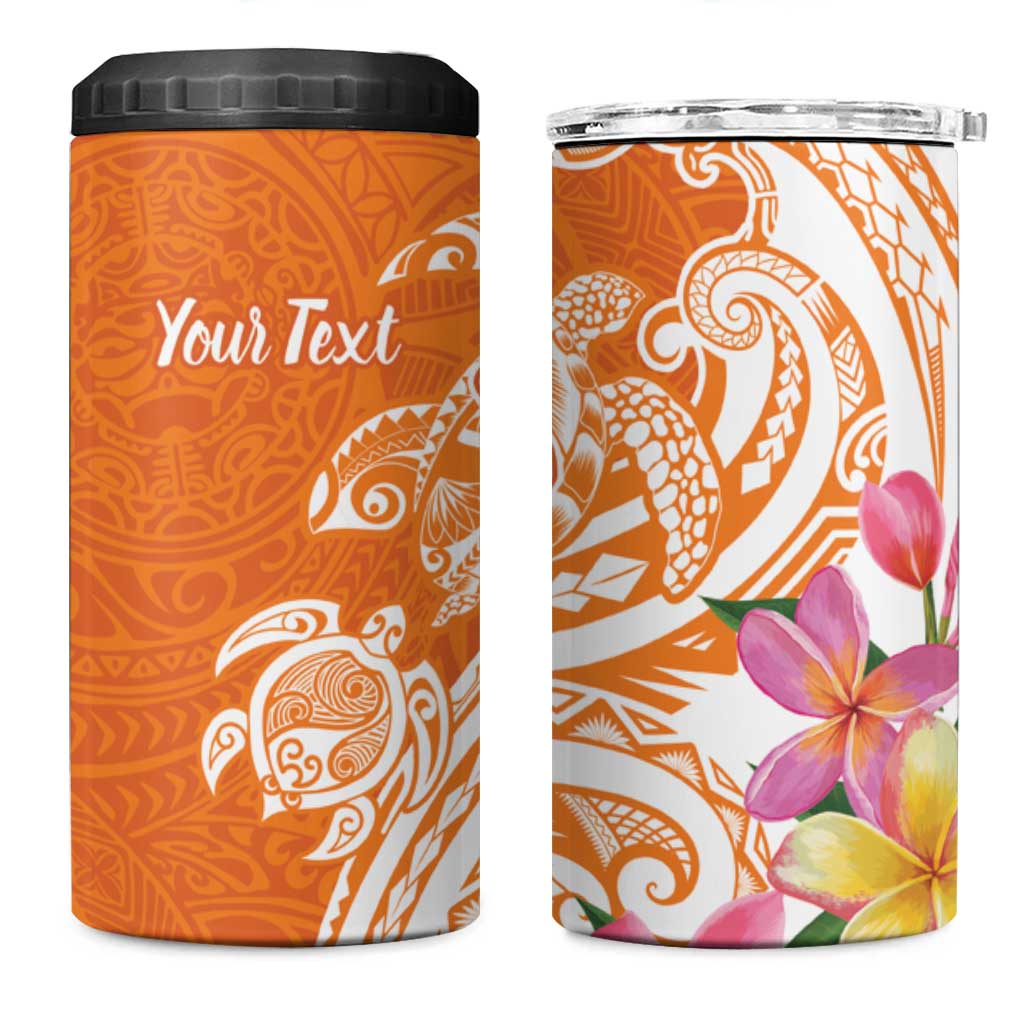 Aloha Lanai Island Personalized 4 in 1 Can Cooler Tumbler Orange Dreamy Turtle