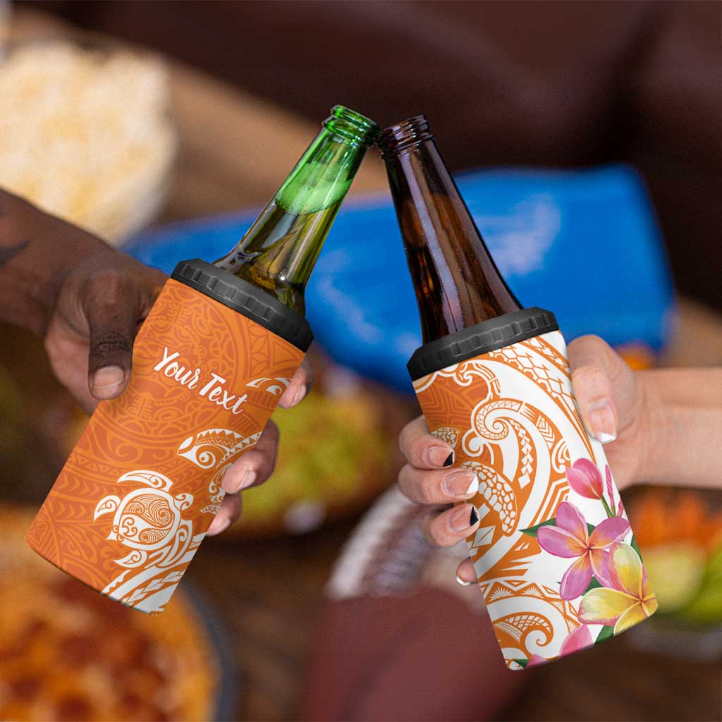 Aloha Lanai Island Personalized 4 in 1 Can Cooler Tumbler Orange Dreamy Turtle