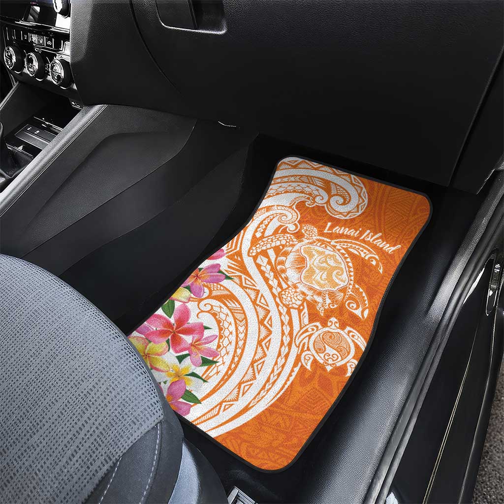 Aloha Lanai Island Personalized Car Mats Orange Dreamy Turtle