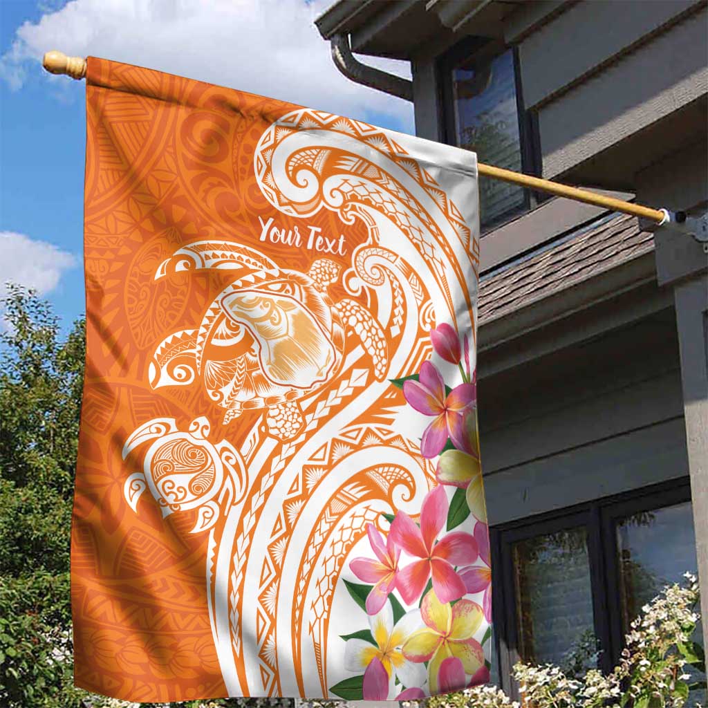 Aloha Lanai Island Personalized Garden Flag Orange Dreamy Turtle