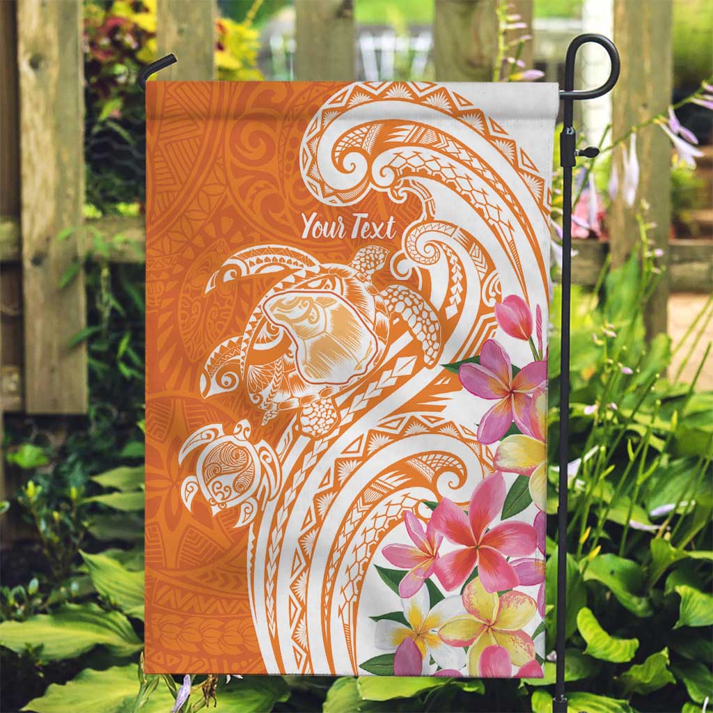 Aloha Lanai Island Personalized Garden Flag Orange Dreamy Turtle
