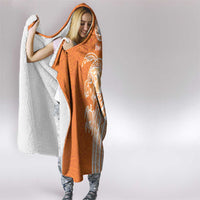 Aloha Lanai Island Personalized Hooded Blanket Orange Dreamy Turtle