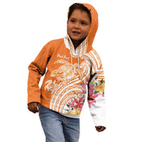 Aloha Lanai Island Personalized Kid Hoodie Orange Dreamy Turtle