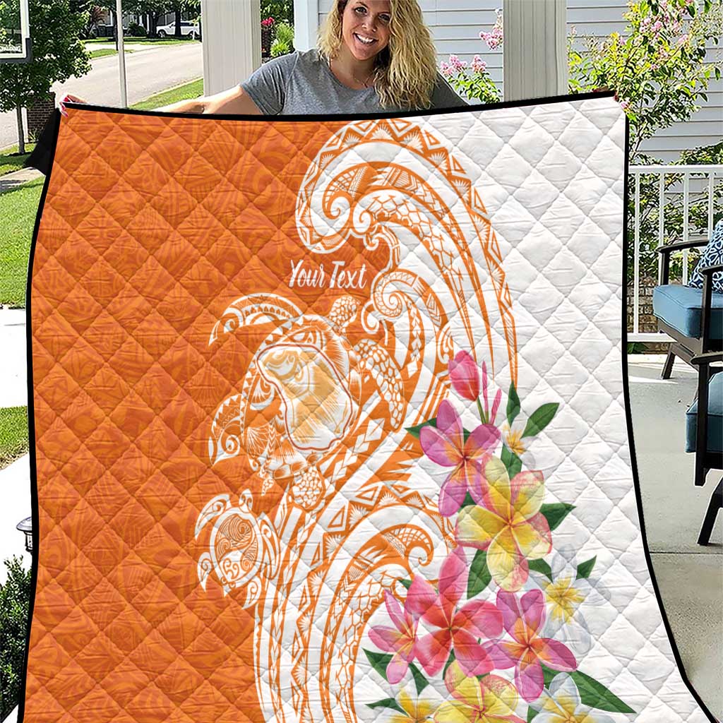 Aloha Lanai Island Personalized Quilt Orange Dreamy Turtle