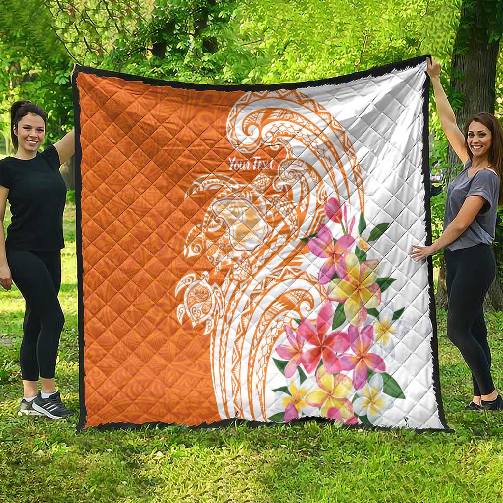 Aloha Lanai Island Personalized Quilt Orange Dreamy Turtle