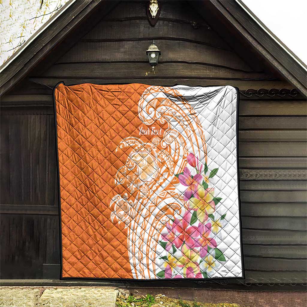 Aloha Lanai Island Personalized Quilt Orange Dreamy Turtle