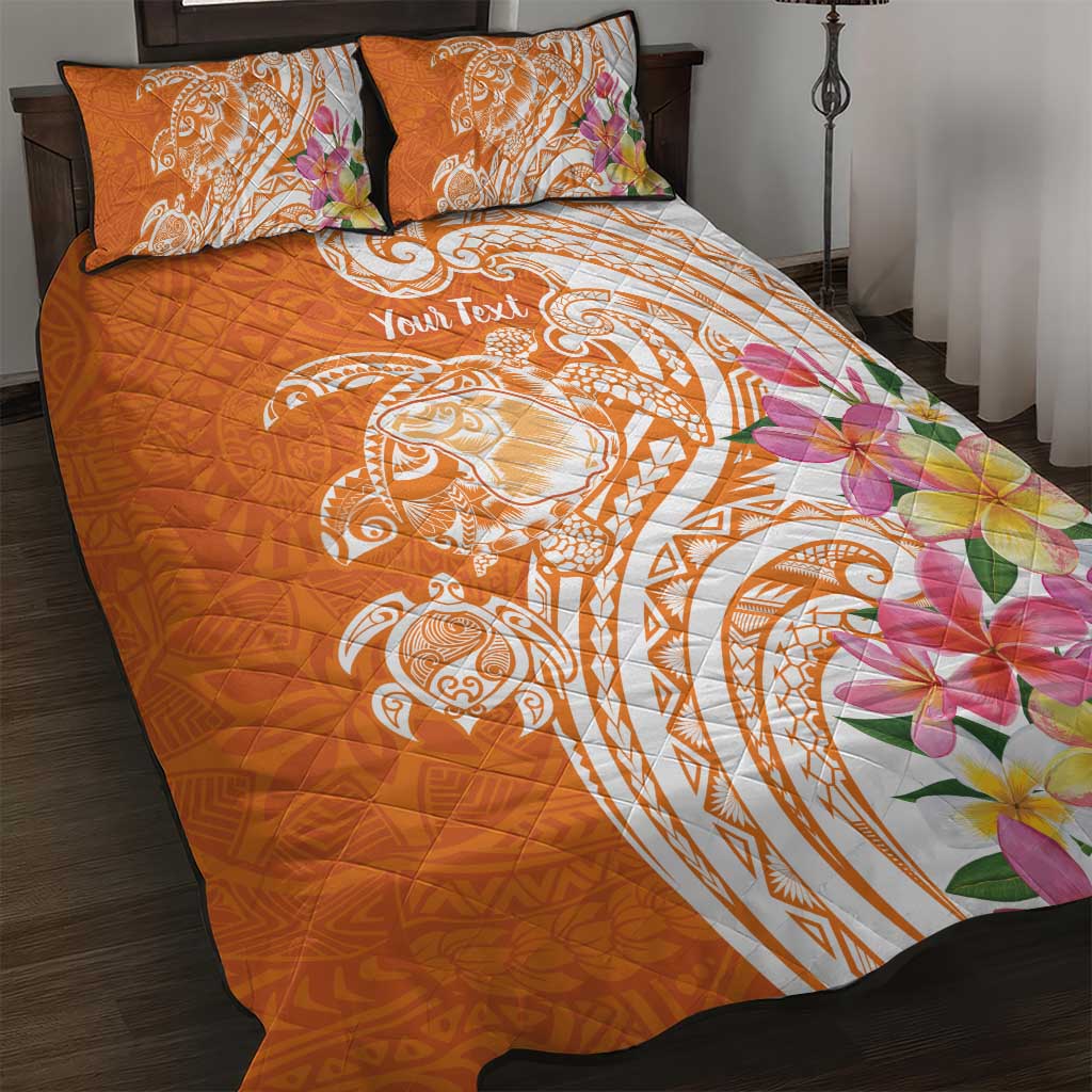 Aloha Lanai Island Personalized Quilt Bed Set Orange Dreamy Turtle