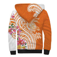 Aloha Lanai Island Personalized Sherpa Hoodie Orange Dreamy Turtle