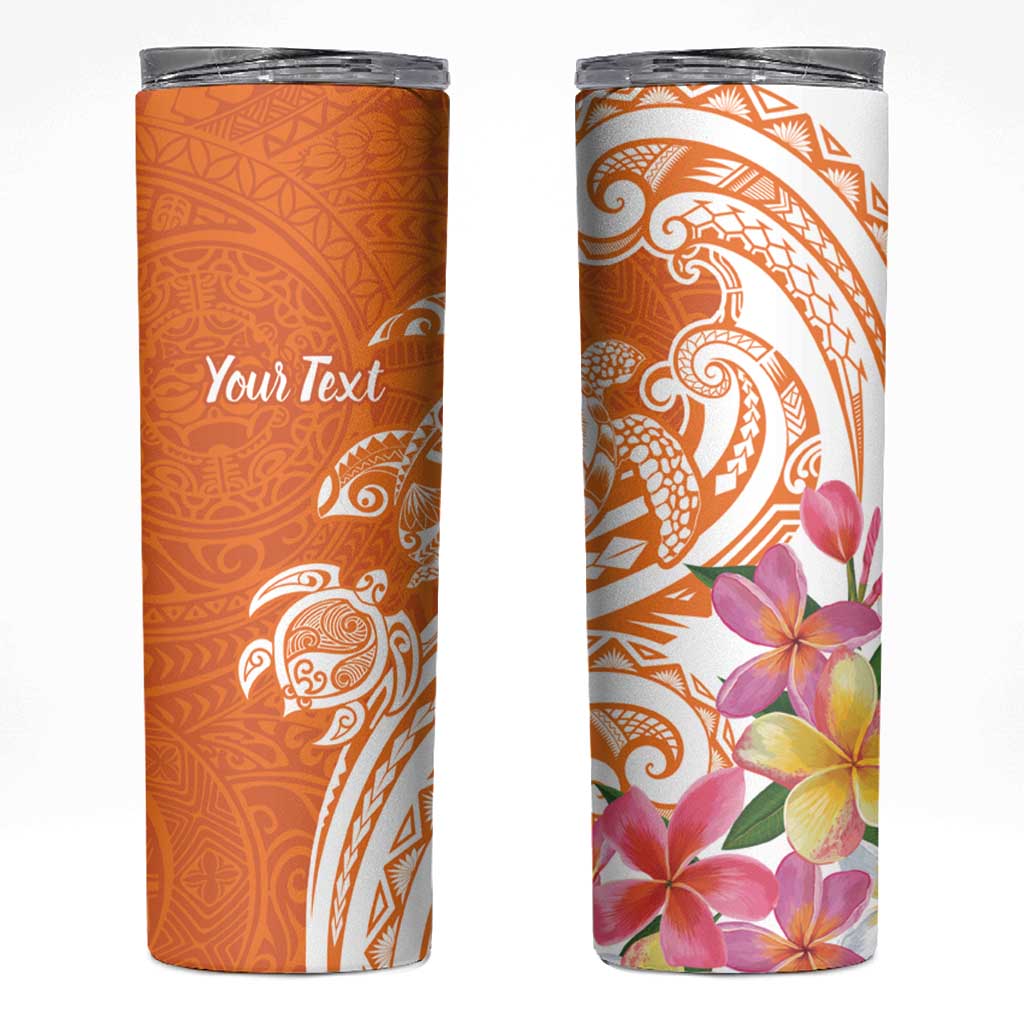 Aloha Lanai Island Personalized Skinny Tumbler Orange Dreamy Turtle