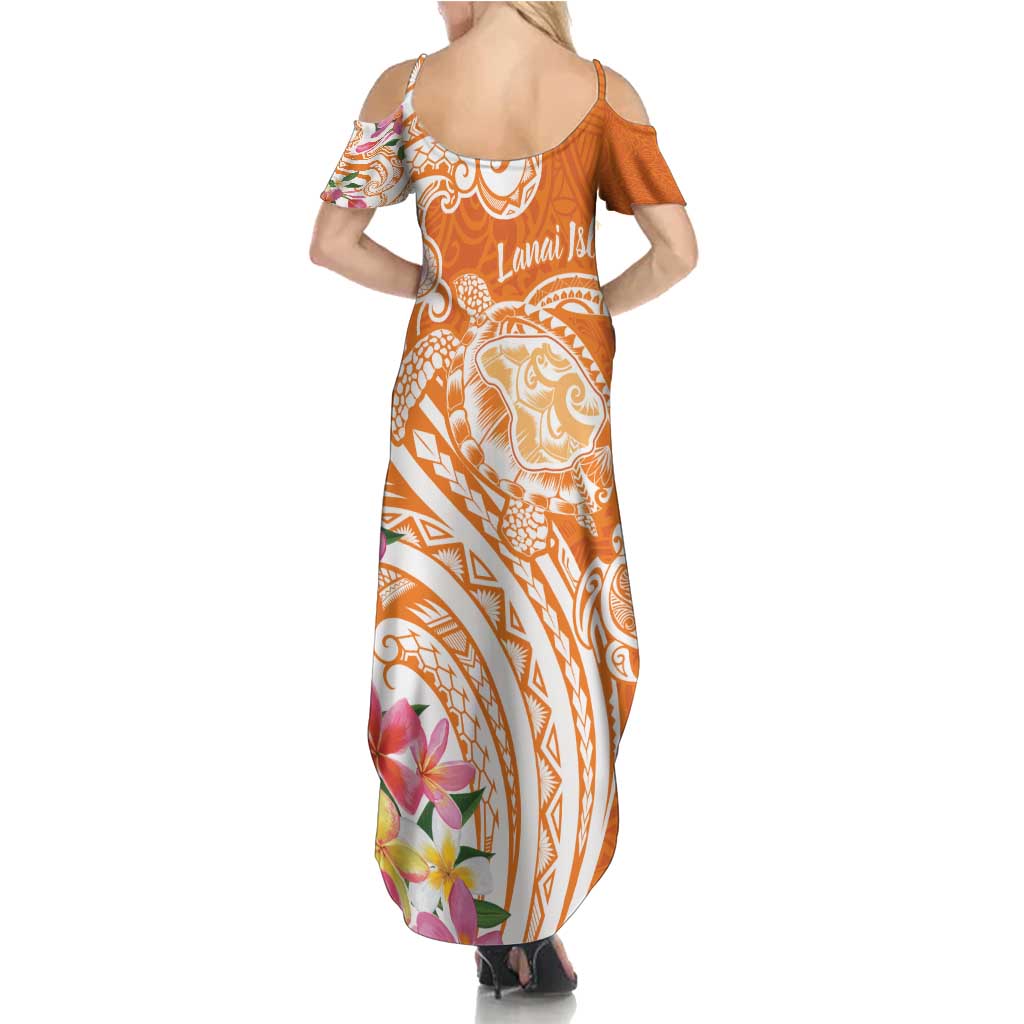 Aloha Lanai Island Personalized Summer Maxi Dress Orange Dreamy Turtle