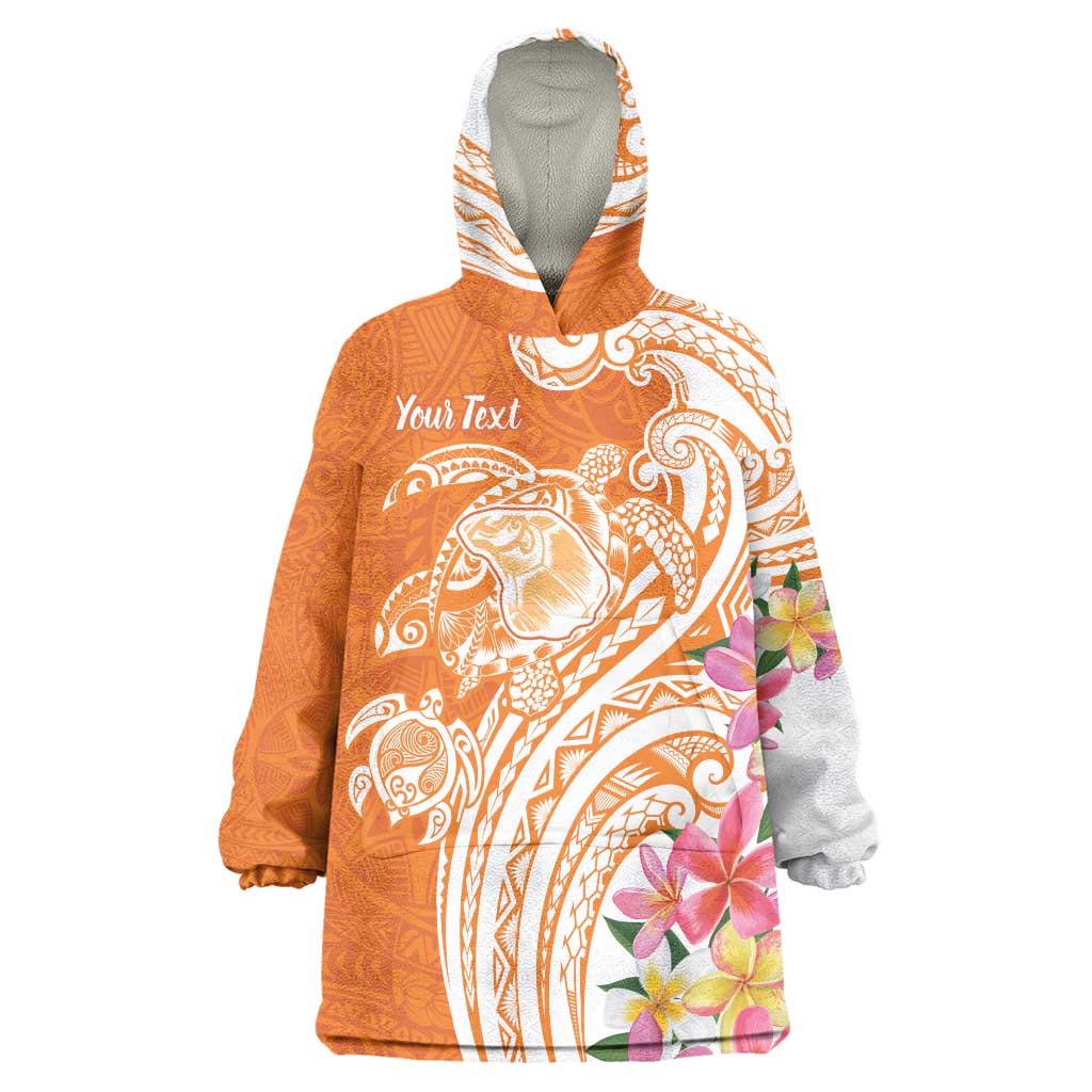 Aloha Lanai Island Personalized Wearable Blanket Hoodie Orange Dreamy Turtle