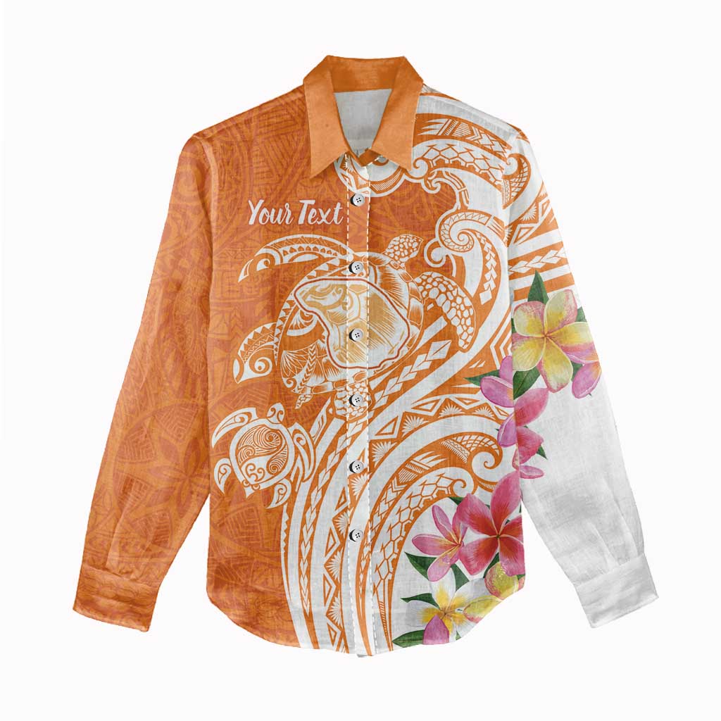 Aloha Lanai Island Personalized Women Casual Shirt Orange Dreamy Turtle