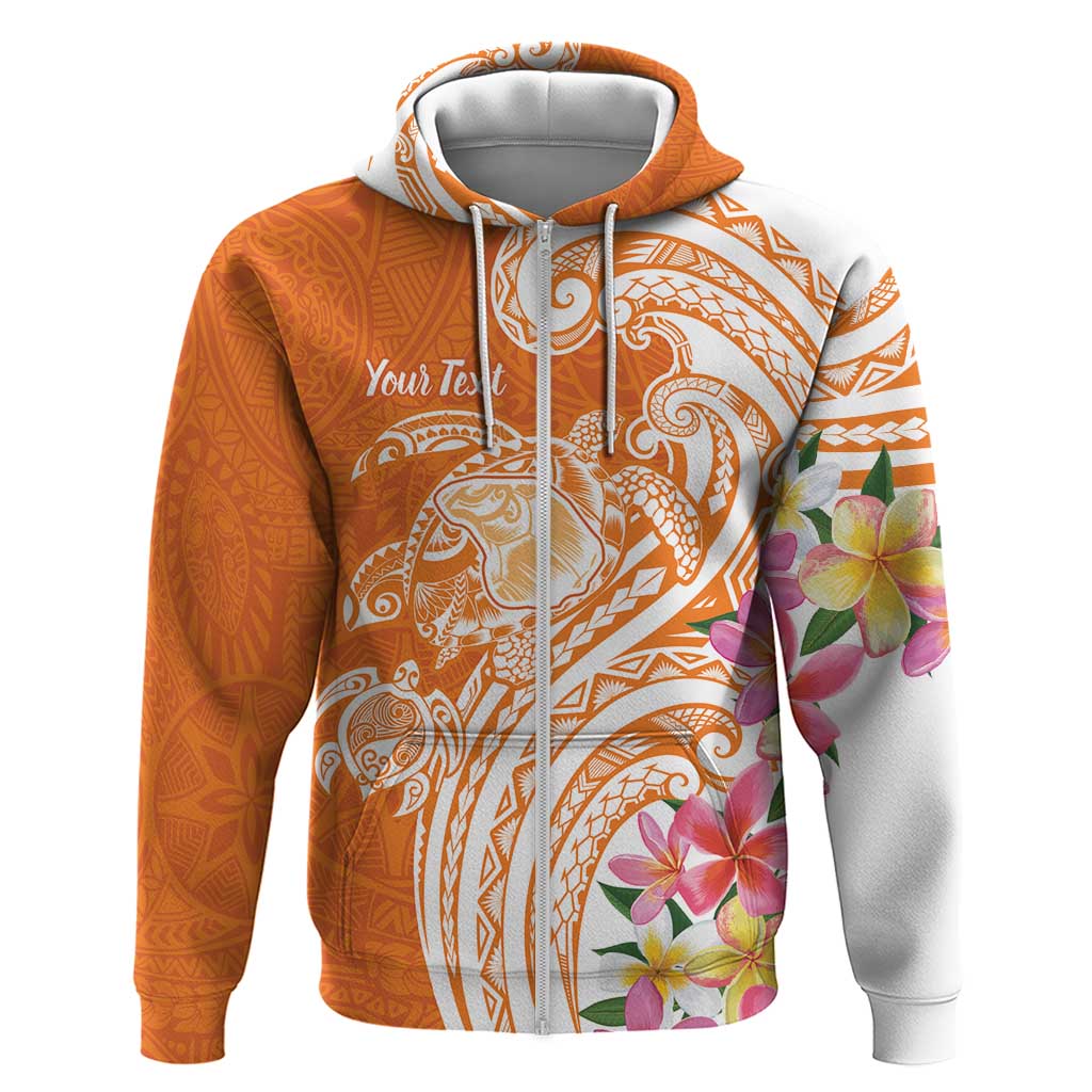 Aloha Lanai Island Personalized Zip Hoodie Orange Dreamy Turtle