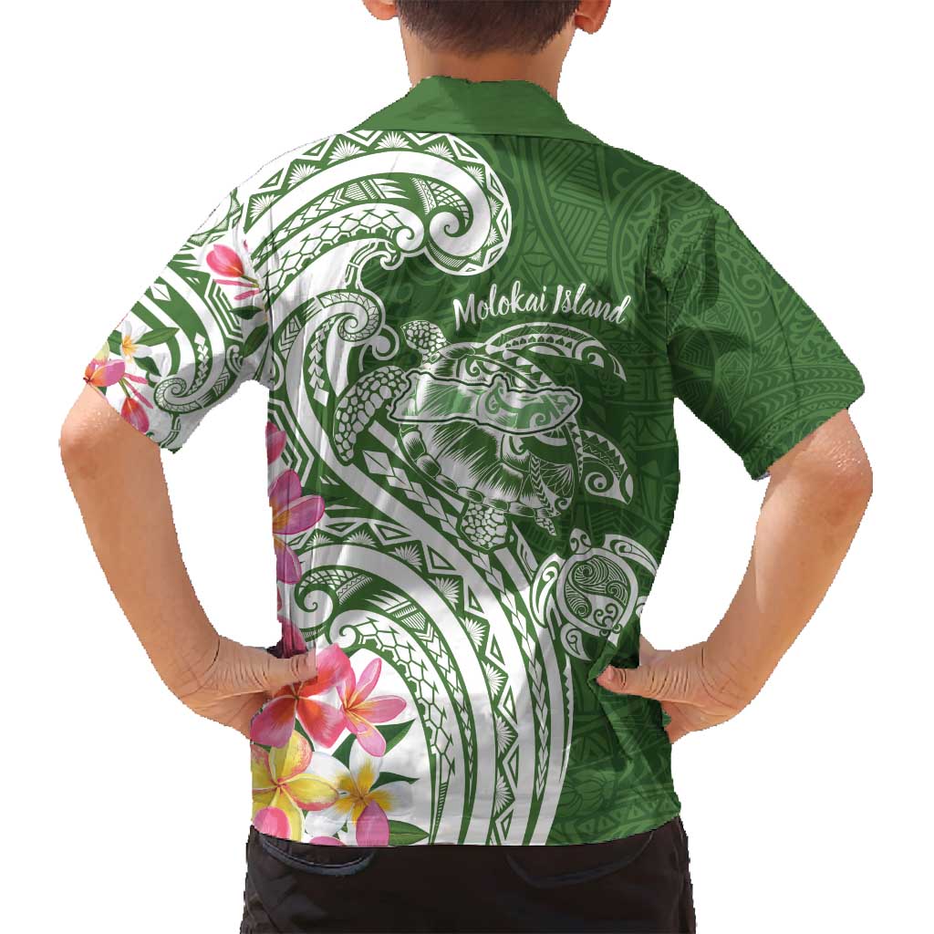 Aloha Molokai Island Personalized Family Matching Long Sleeve Bodycon Dress and Hawaiian Shirt Sage Dreamy Turtle