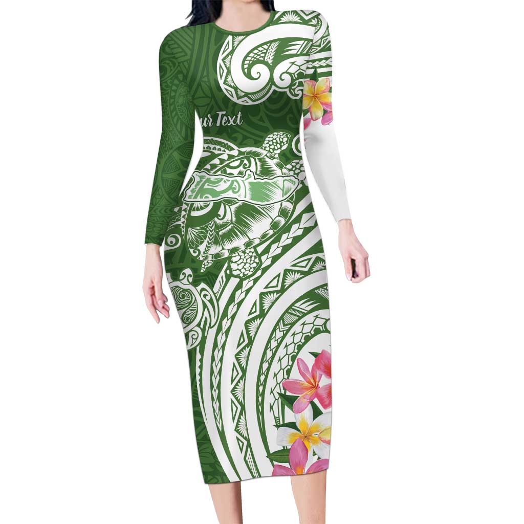 Aloha Molokai Island Personalized Family Matching Long Sleeve Bodycon Dress and Hawaiian Shirt Sage Dreamy Turtle