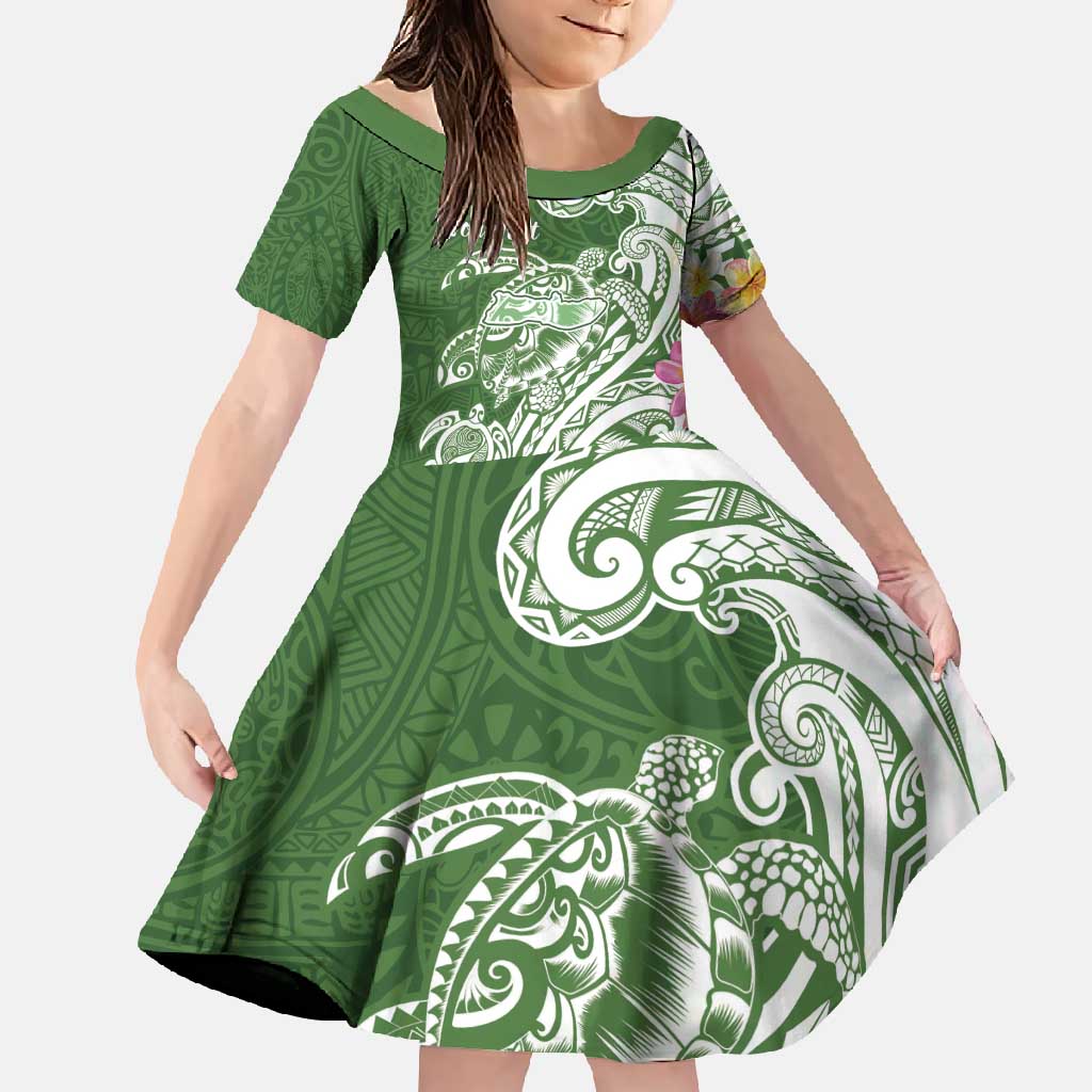 Aloha Molokai Island Personalized Family Matching Mermaid Dress and Hawaiian Shirt Sage Dreamy Turtle