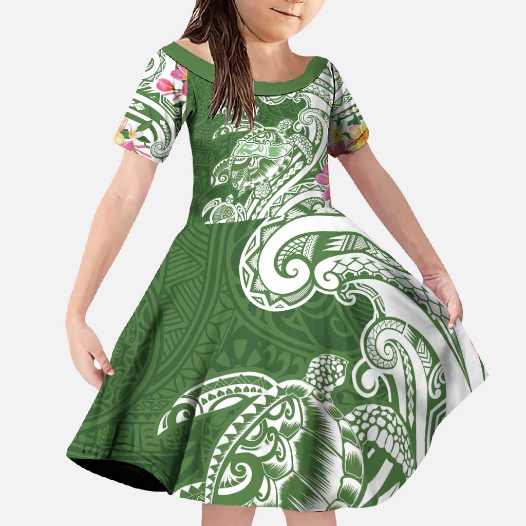 Aloha Molokai Island Personalized Family Matching Off Shoulder Maxi Dress and Hawaiian Shirt Sage Dreamy Turtle