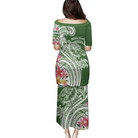 Aloha Molokai Island Personalized Family Matching Puletasi and Hawaiian Shirt Sage Dreamy Turtle