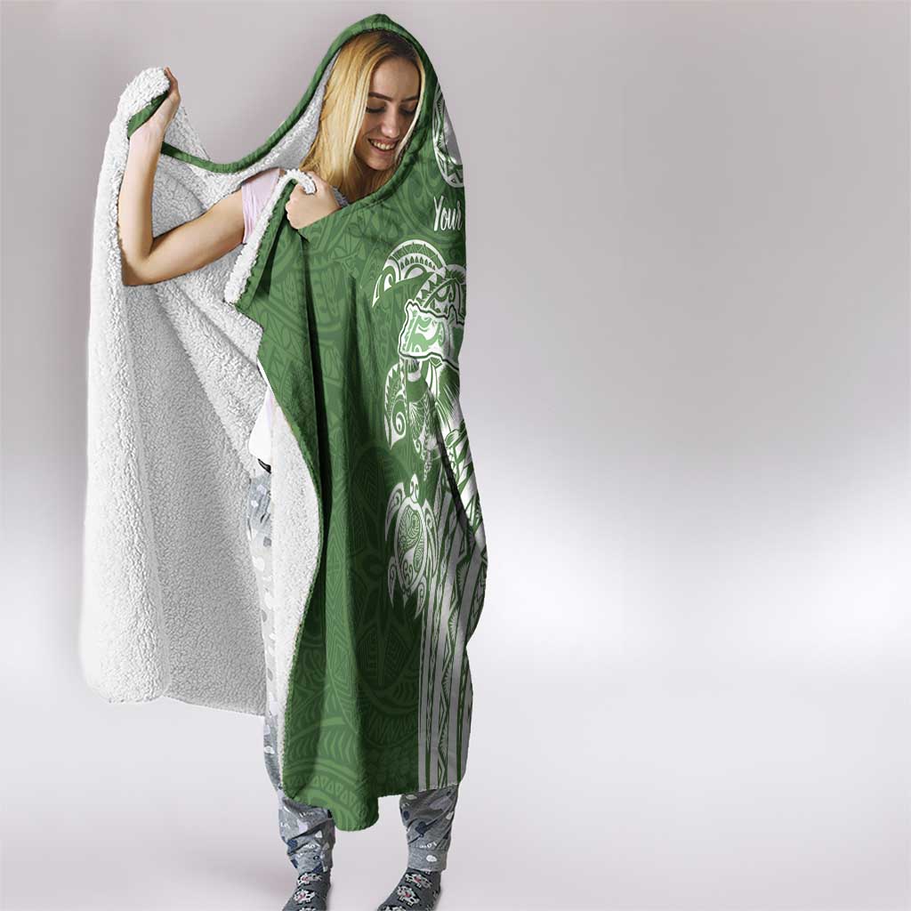 Aloha Molokai Island Personalized Hooded Blanket Sage Dreamy Turtle