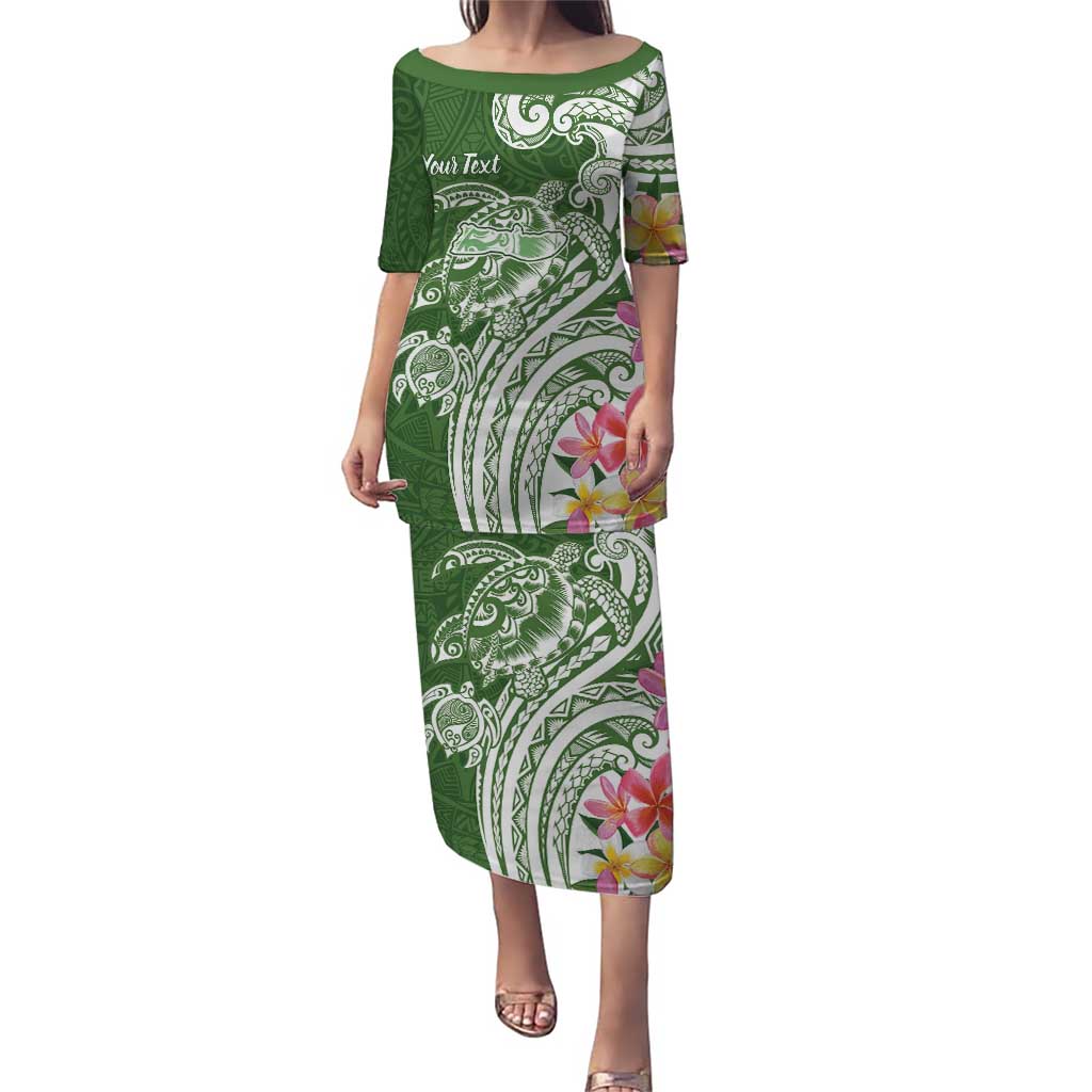 Aloha Molokai Island Personalized Puletasi Sage Dreamy Turtle