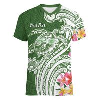 Aloha Molokai Island Personalized Women V-Neck T-Shirt Sage Dreamy Turtle LT7 Female Sage Green - Polynesian Pride