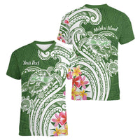 Aloha Molokai Island Personalized Women V-Neck T-Shirt Sage Dreamy Turtle LT7 - Polynesian Pride
