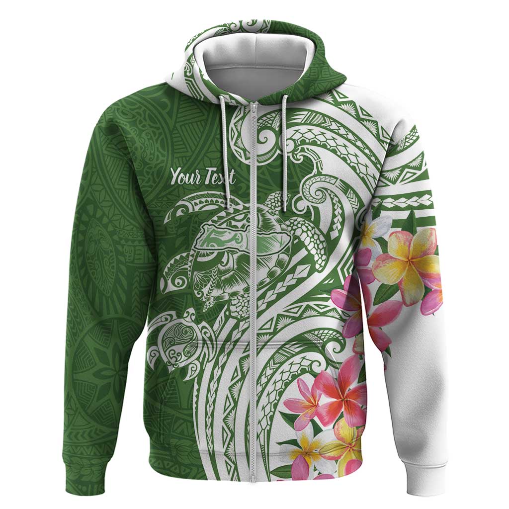Aloha Molokai Island Personalized Zip Hoodie Sage Dreamy Turtle
